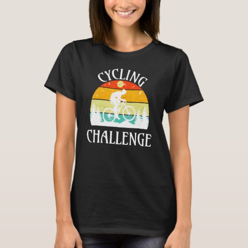 Cycling Challenge Vintage Sunset Cyclist And Bicyc T_Shirt