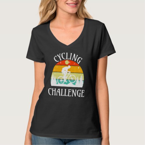 Cycling Challenge Vintage Sunset Cyclist And Bicyc T_Shirt
