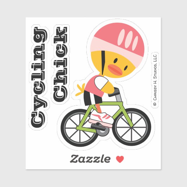 Cycling Chick Custom-Cut Vinyl Sticker (Sheet)