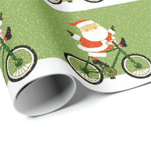 Cycling Christmas Biking Holiday Gift Wrapping Paper