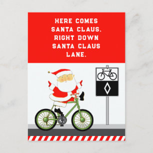 Cycling Christmas Holiday Postcard