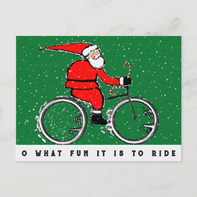 Cycling Christmas Holiday Postcard (Front)