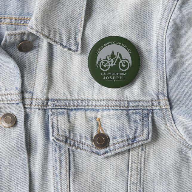 Cycling Cyclist Happy Birthday Personalized Button (In Situ)