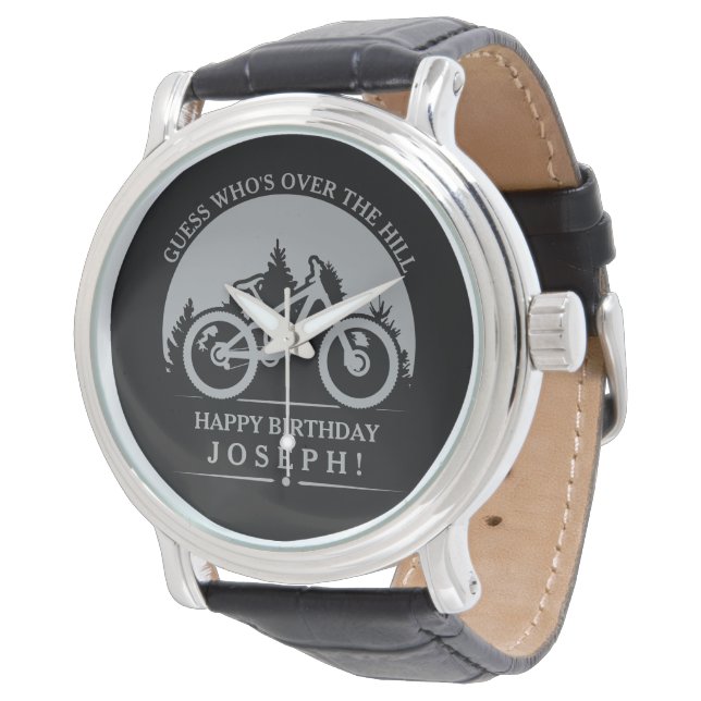 Cycling Cyclist Happy Birthday Personalized Watch (Angled)