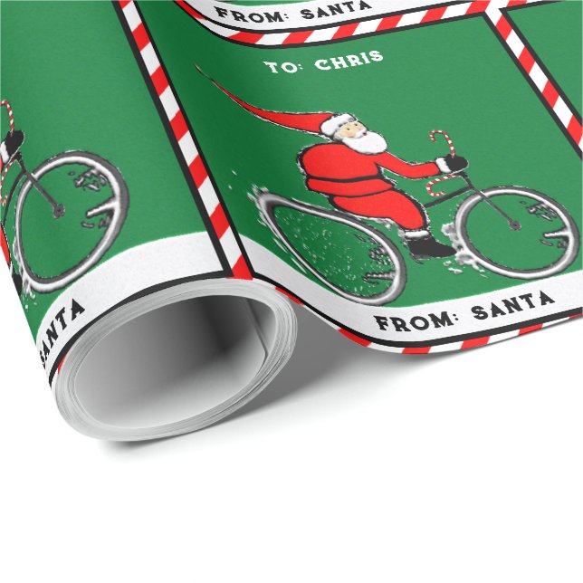 Cycling Cyclist Holiday Gift Wrapping Paper (Roll Corner)