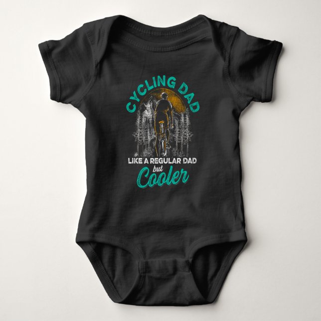 Cycling Dad Nature Mountain Bike Biking Father Baby Bodysuit (Front)