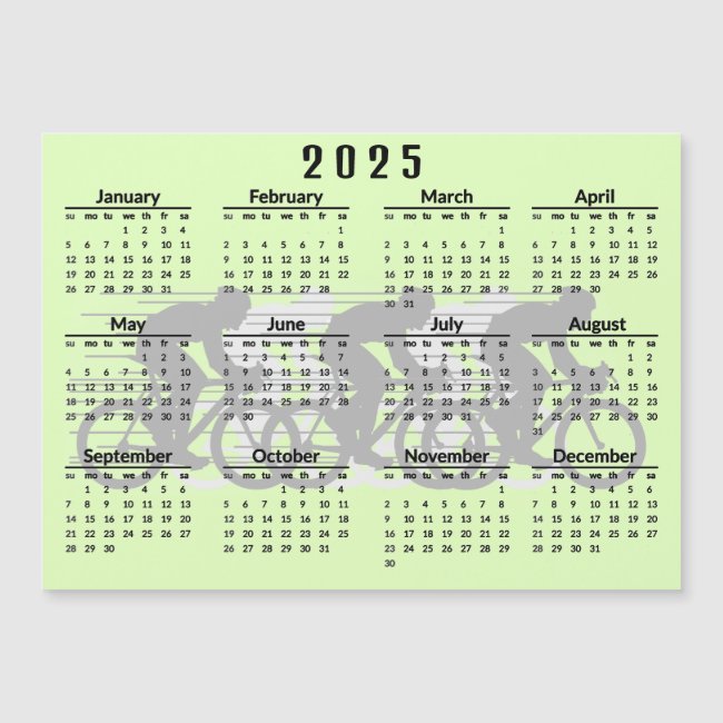 Cycling Design 2025 Calendar Magnetic Card