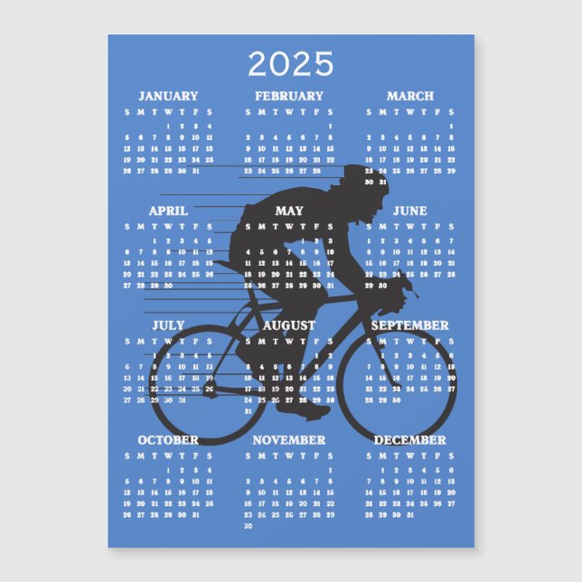 Cycling Design 2025 Calendar Magnetic Card (Front)