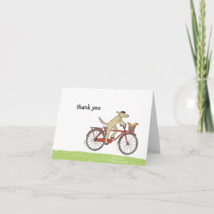 Cycling Dog and Squirrel Cute Thank You Cards