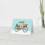 Cycling Dog and Squirrel Whimsical Happy Holiday