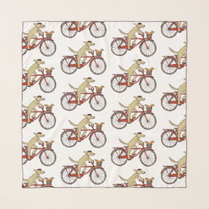 Cycling Dog with Cute Squirrel Friend Patterned Scarf