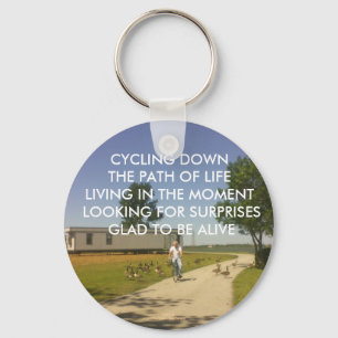 CYCLING DOWN PATH OF LIFE KEYCHAIN