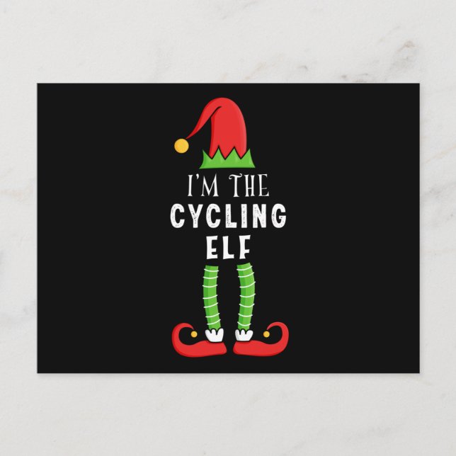Cycling Elf Christmas Matching Family Gift Postcard (Front)