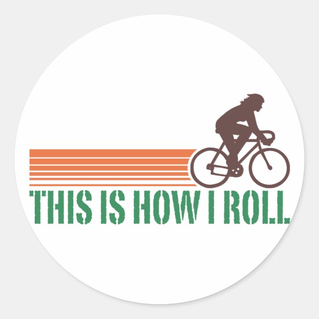 Cycling (female) classic round sticker (Front)