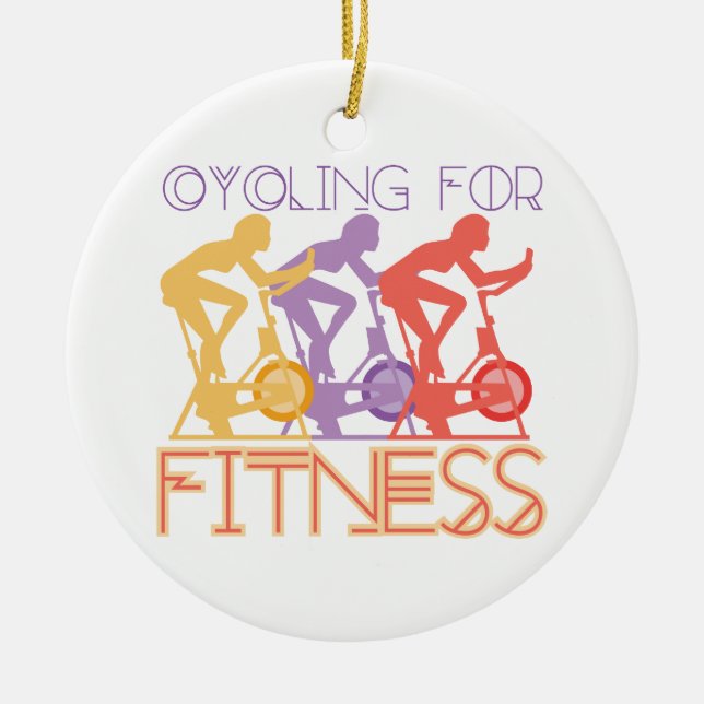 Cycling Fitness Ceramic Ornament (Front)