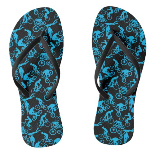 Cycling Freestyles Patternb x4 Black BG Flip Flops