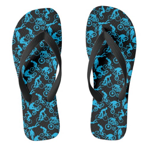 Cycling Freestyles Patternb x4 Black BG Flip Flops