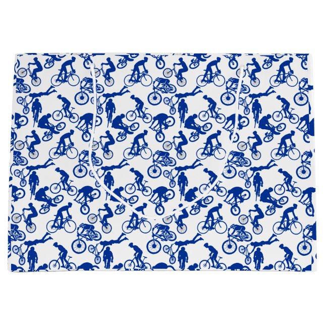 Cycling Freestyles Pattern.w x4 White BG Large Gift Bag (Front)