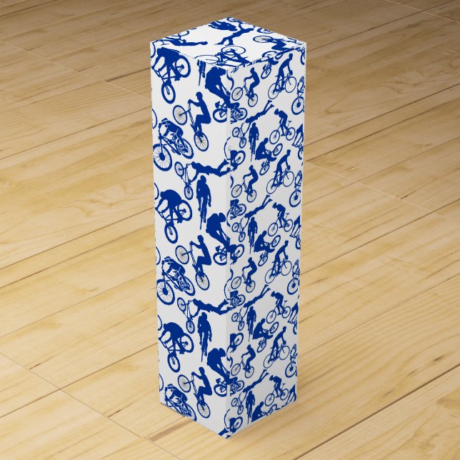 Cycling Freestyles Pattern.w x4 White Wine Box (Front)