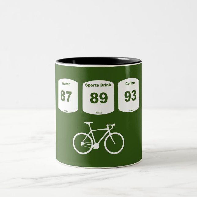 Cycling Fuel: Water, Sports Drink, Coffee Two-Tone Coffee Mug (Center)