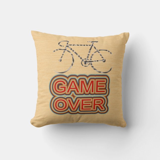 Cycling Game Over Throw Pillow (Front)
