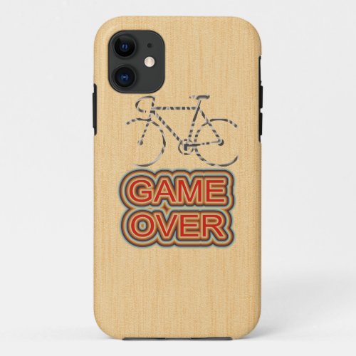 Cycling Game Over Wood Background iPhone 11 Case