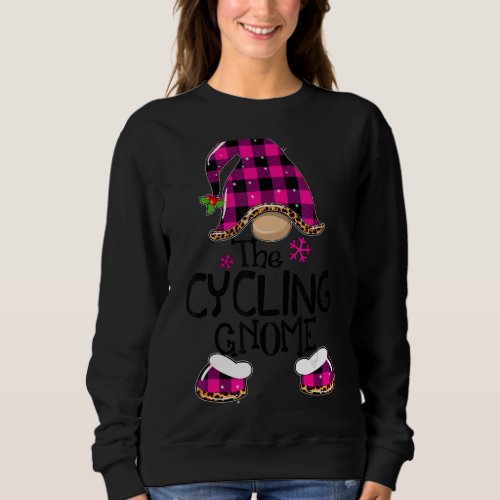 Cycling Gnome Buffalo Plaid Matching Family Christ Sweatshirt