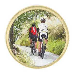 CYCLING GOLD FINISH LAPEL PIN