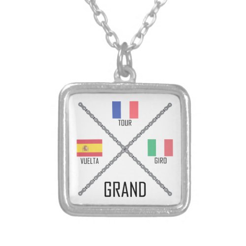 Cycling Grand Tours Silver Plated Necklace