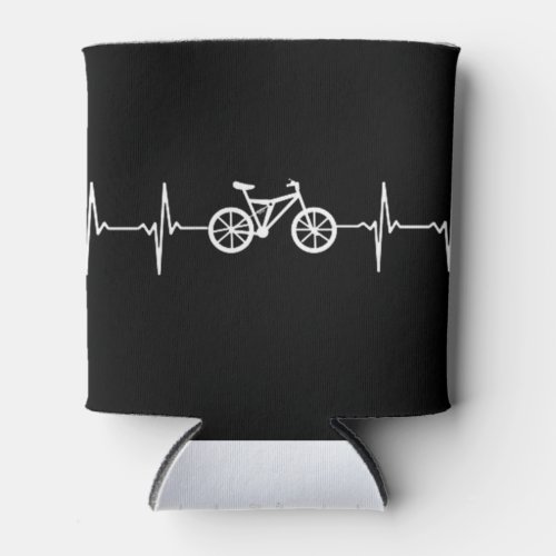 Cycling Heartbeat  Bicycle Rider Biking Can Cooler