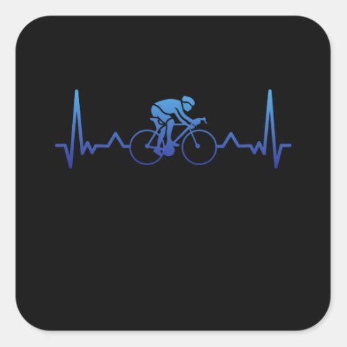 Cycling Heartbeat Cyclist Cycle Gift Square Sticker