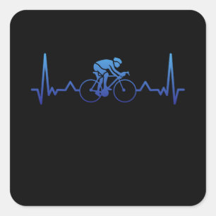 Cycling Heartbeat Cyclist Cycle Gift Square Sticker