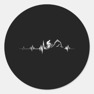 Cycling Heartbeat Racing Bicycle Mountain Bike Classic Round Sticker