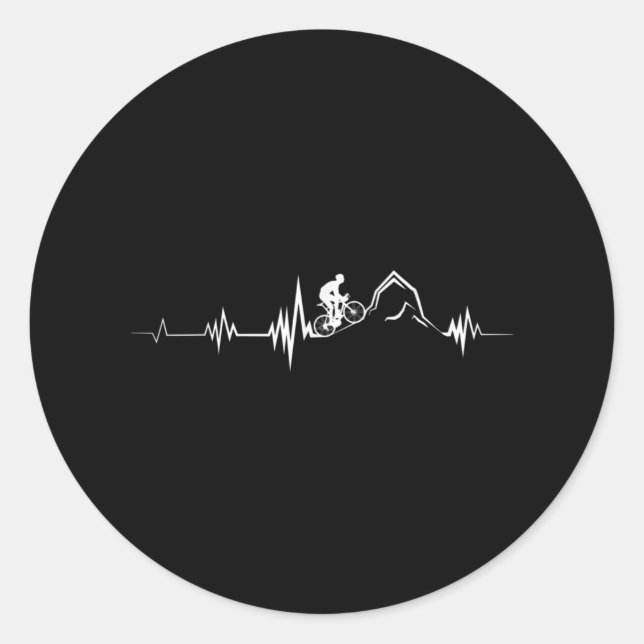 Cycling Heartbeat Racing Bicycle Mountain Bike Classic Round Sticker (Front)