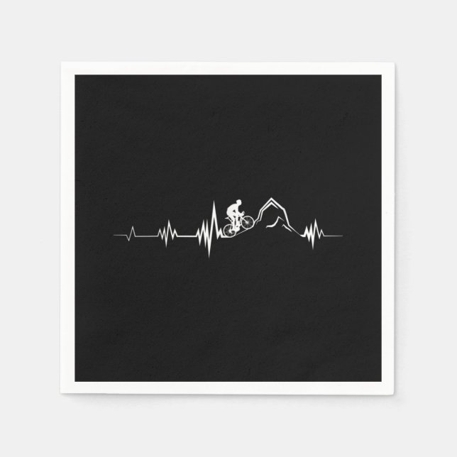 Cycling Heartbeat Racing Bicycle Mountain Bike Napkins (Front)