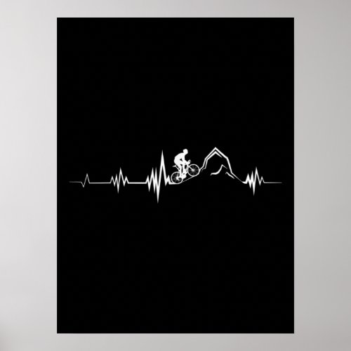 Cycling Heartbeat Racing Bicycle Mountain Bike Poster