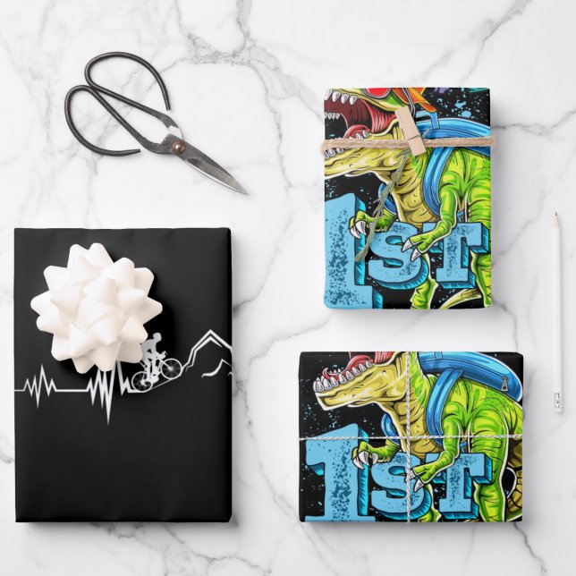 Cycling Heartbeat Racing Bicycle Mountain Bike Wrapping Paper Sheets (Front)