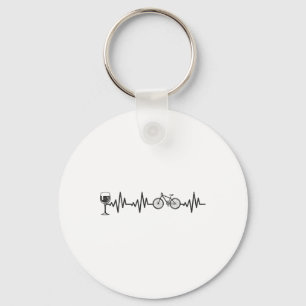 Cycling Heartbeat Wine Mountain Biking Bicycle Cyc Keychain