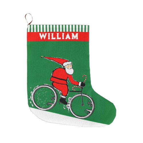 Cycling Holiday Large Christmas Stocking