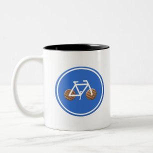 cycling in the Netherlands on stroopwafels. Two-Tone Coffee Mug