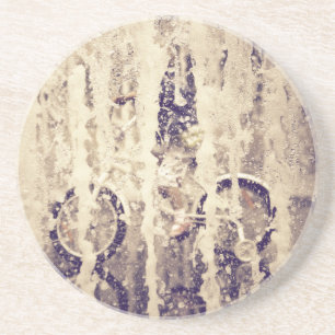 Cycling in the Rain Sandstone Coaster