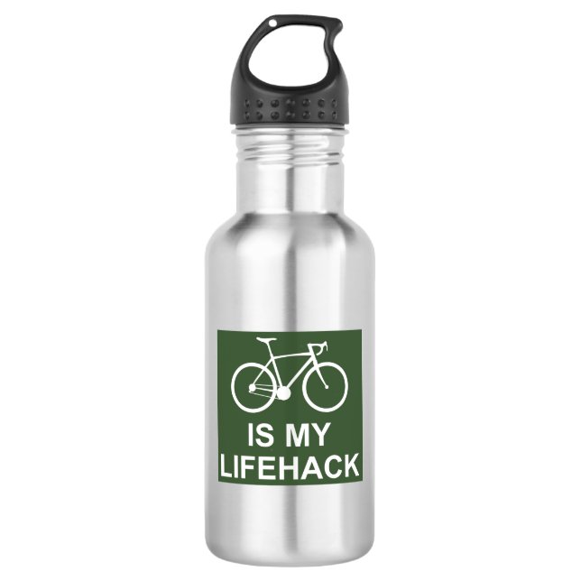 Cycling Is My Lifehack Stainless Steel Water Bottle (Front)