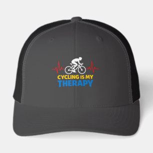 Cycling Is My Therapy Bold Cyclist Heartbeat Hat