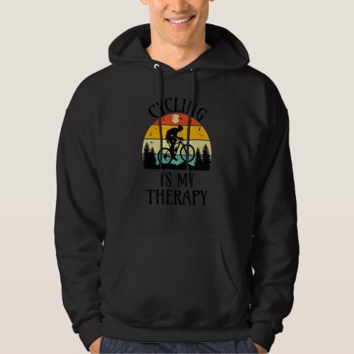 Cycling Is My Therapy Vintage Sunset Cyclist Bicyc Hoodie