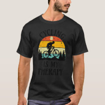 Cycling Is My Therapy Vintage Sunset Cyclist Bicyc T-Shirt
