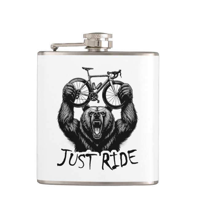 Cycling Just Ride Bear Flask (Front)