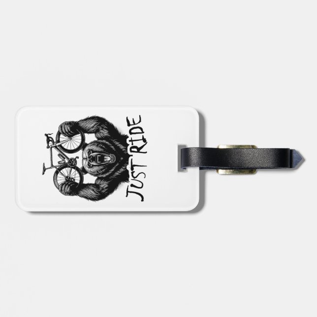 Cycling Just Ride Bear Luggage Tag (Back Horizontal)