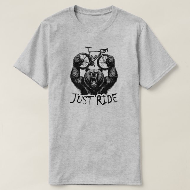 Cycling Just Ride Bear T-Shirt (Design Front)