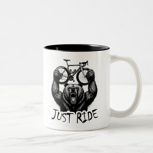 Cycling Just Ride Bear Two-Tone Coffee Mug (Right)