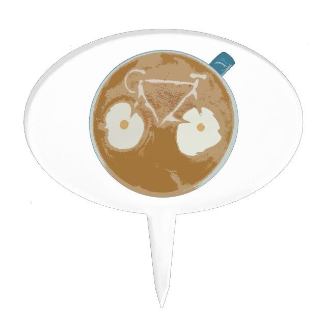 Cycling Latte Art Cake Topper (Front)